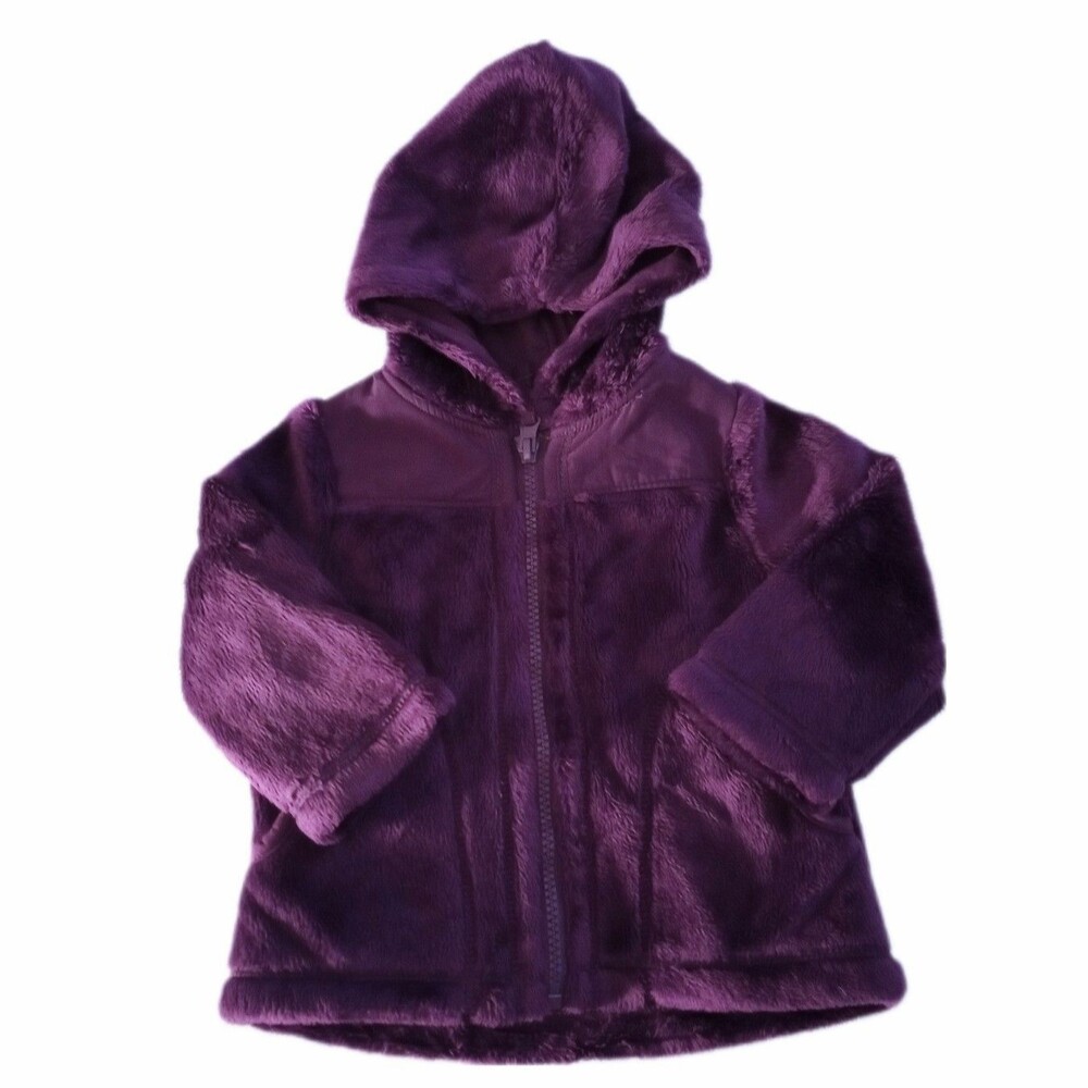 NWT Children's Place Purple Hooded Zip Up Soft Faux Fur Jacket sz 6-9M Girls